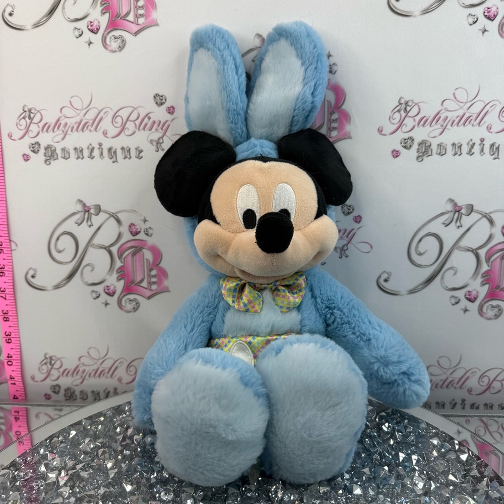 Disney Easter bunny Pastel Blue Mickey Mouse Bunny Plush with Black Ears